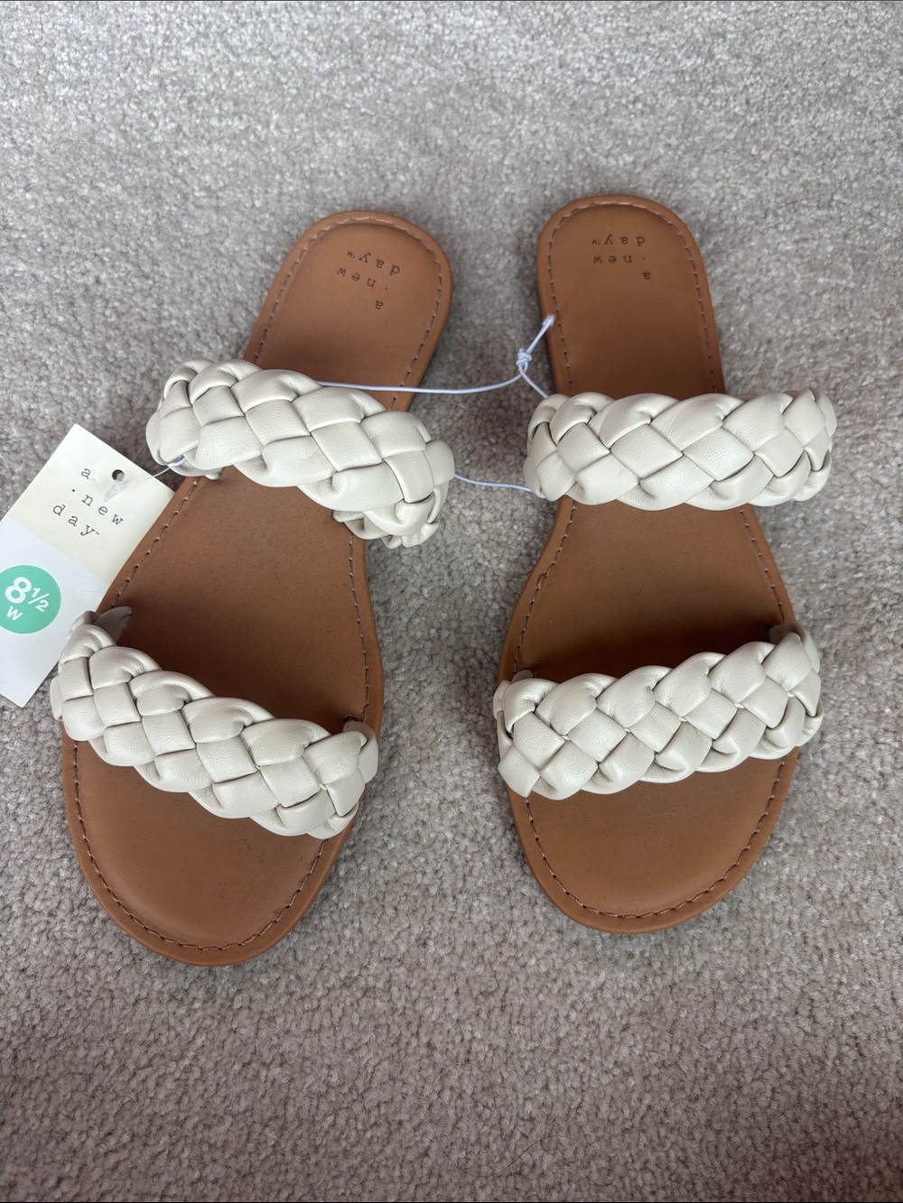 A New Day Target Braided Double-Strap Lucy Slide Sandals in Off White Size 8.5